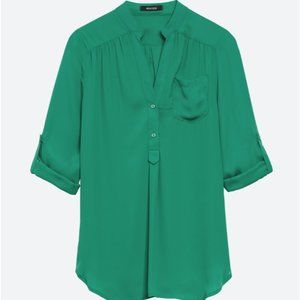 Stitch Fix Green Colibri Solid Tab Sleeve Blouse